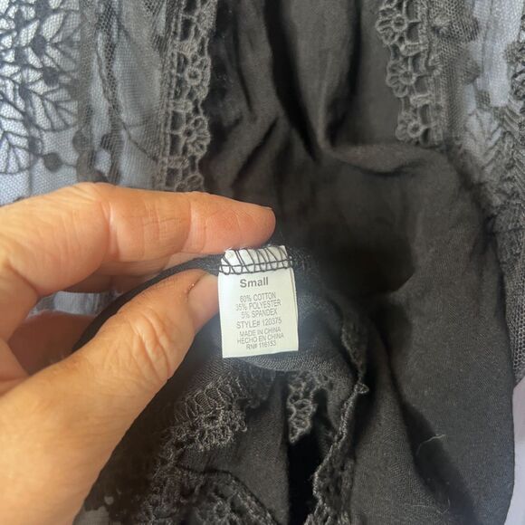 Poof NWOT Black Lace Sheer Aline Halter Boho Festival Gypsy Tank Top Size Small - Picture 8 of 9